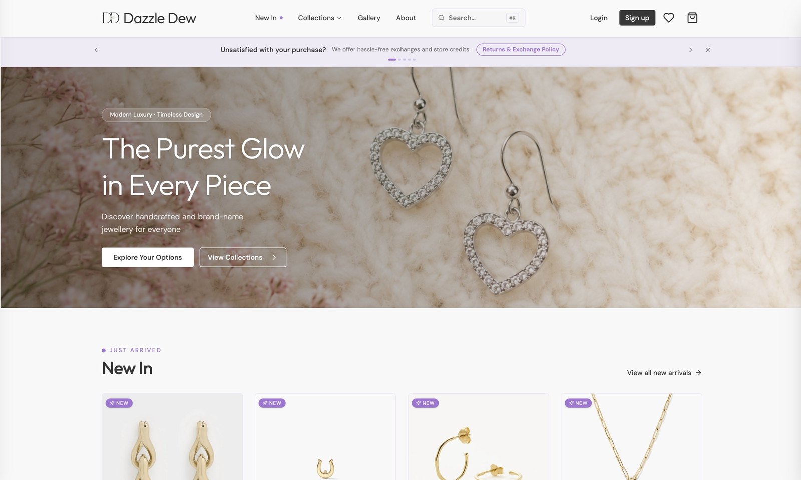 After: reassurance banner links to the Returns & Exchange Policy