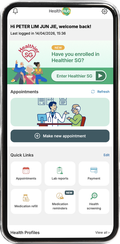 HealthHub screen