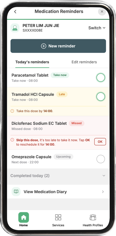 HealthHub screen