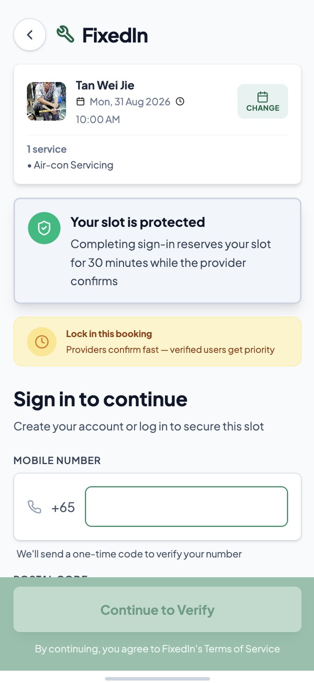 Slot protected on sign-in
