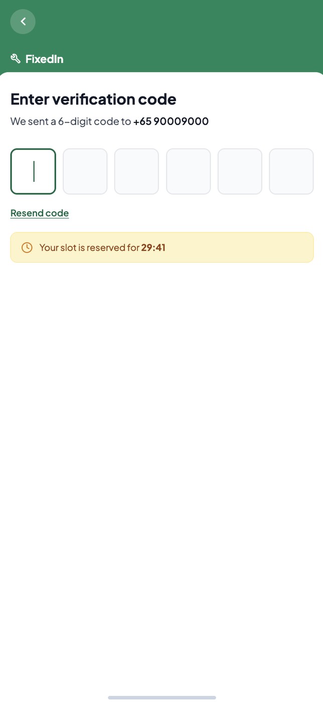Slot reserved during verification