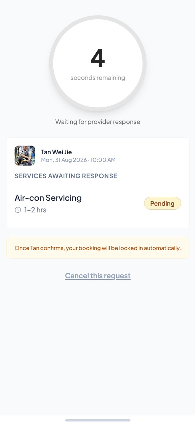 Countdown while awaiting provider response